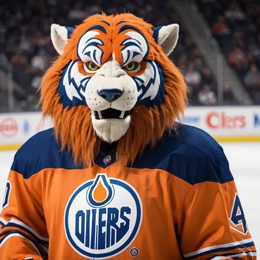 Prompt: Edmonton Oilers mascot and logo