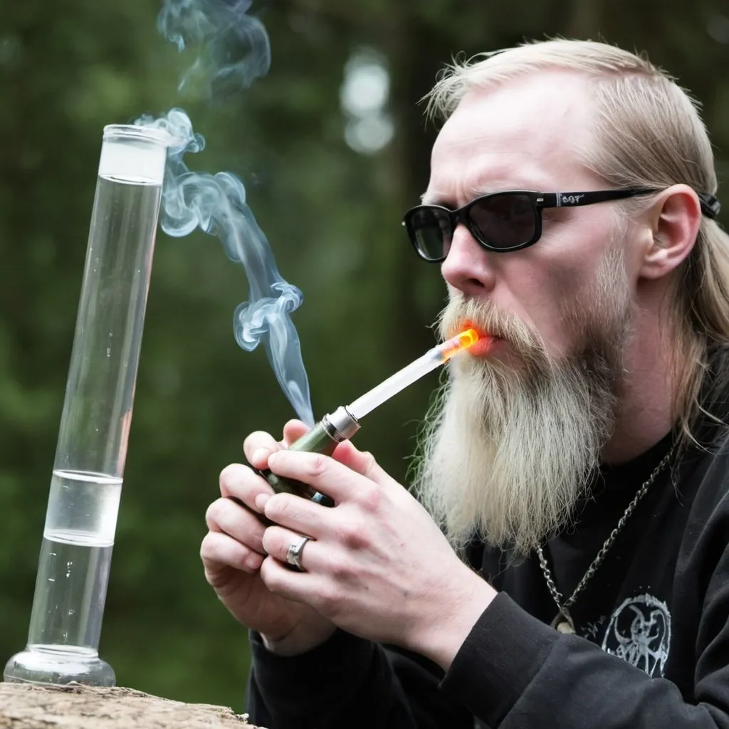 Prompt: Varg vikernes ripping a bong