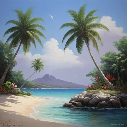 Prompt: Tropical serenity inspirational Scenes, pictures, paintings, art
