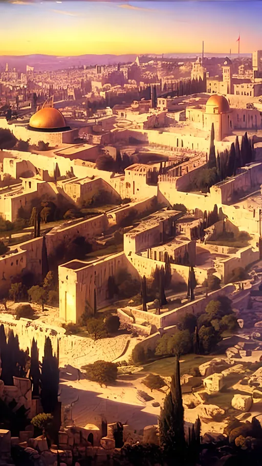 Prompt: vision of jerusalem by adolf hiremy hirschl high quality, realistic HD