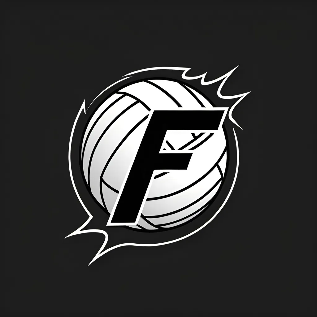 Prompt: Volleyball logo with an F