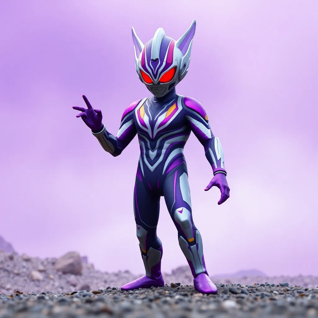 Prompt: Generate a purple ultraman taro