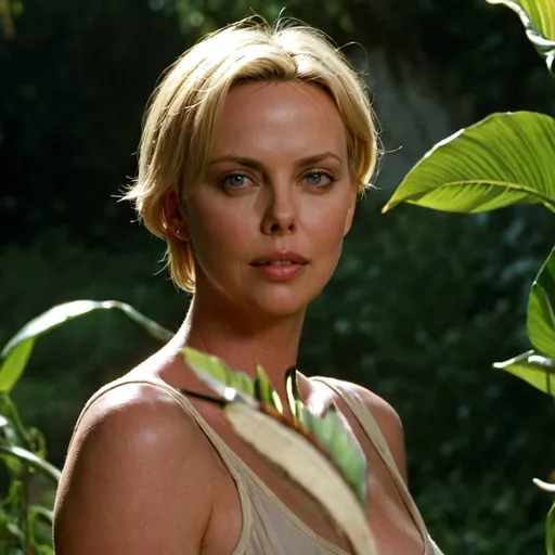 Prompt: Charlize Theron in the Garden of Eden