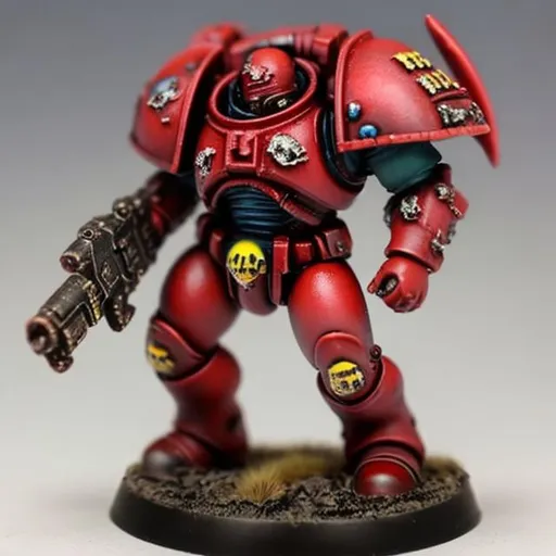 Prompt: Hyper realistic Space Marine of the Blood Angles Chapter