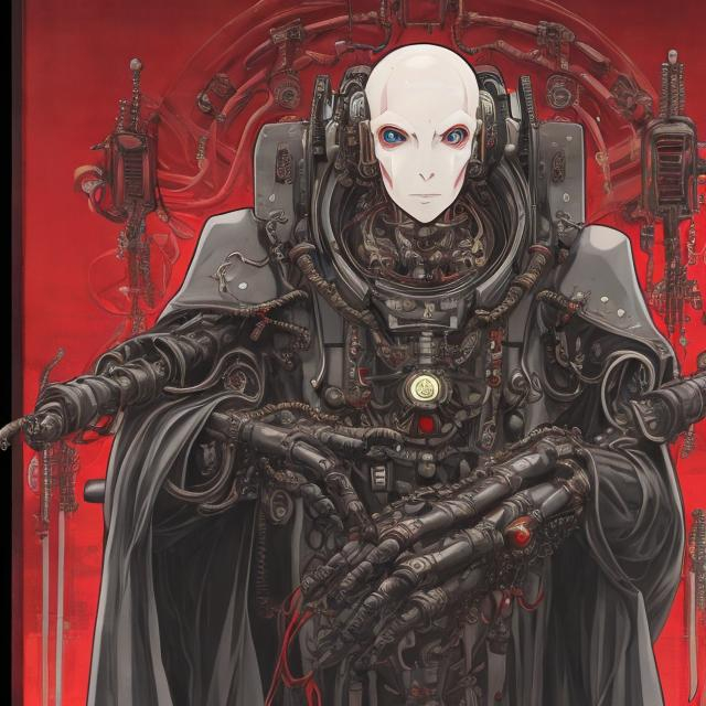 Prompt: A tech priest of the Adeptus mechanicus in junji itos art style