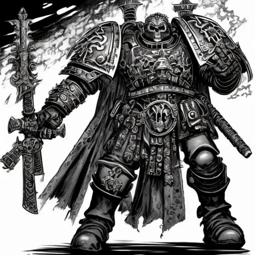 Prompt: A member of House Cawdor From Warhammer Necromunda
 Drawn in Junji Itos Art Style
