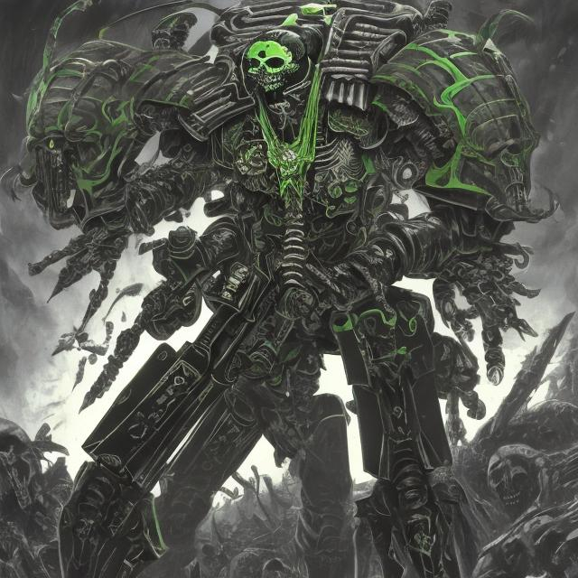 Prompt: A Necron From Warhammer 40k in Junji Itos  art style