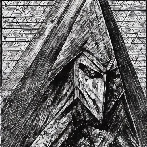 Prompt: Pyramid Head from silent hill, Drawn in Junji Ito's Art style