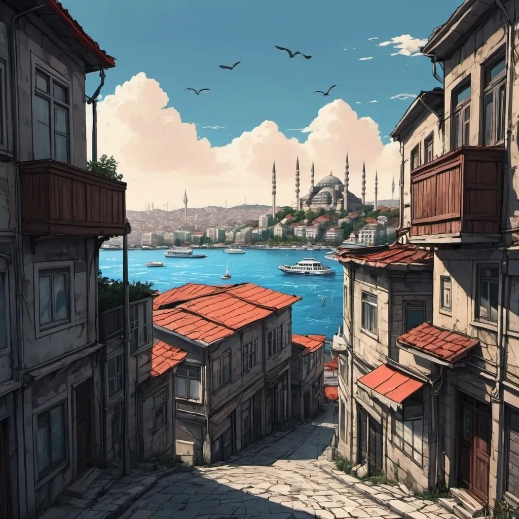 Prompt: anime style istanbul view