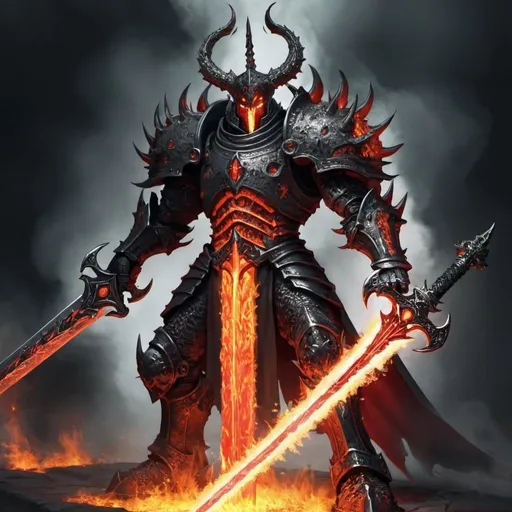 Prompt: cinder Lord,with massive blazing sword