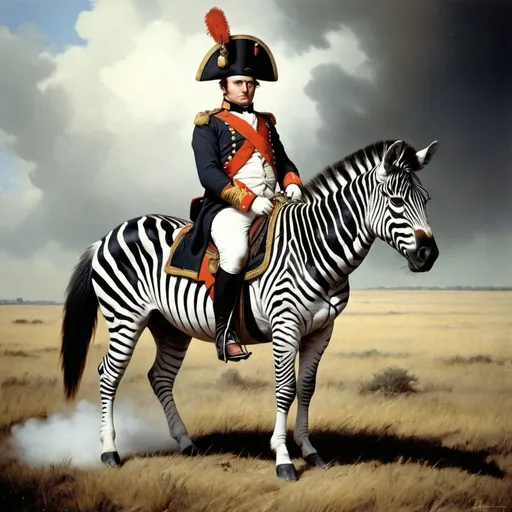 Prompt: Napoleon,nuclear,on zebra