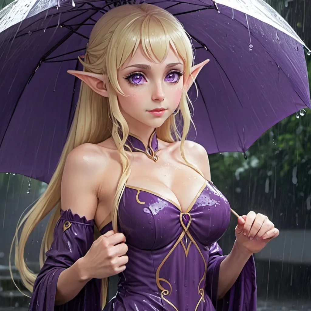 Gorgeous,young,elf,translucid dress,during the rain,...