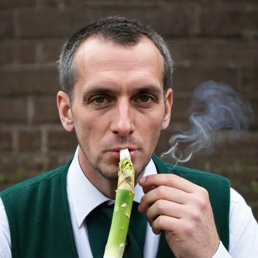 Prompt: man smoking leek