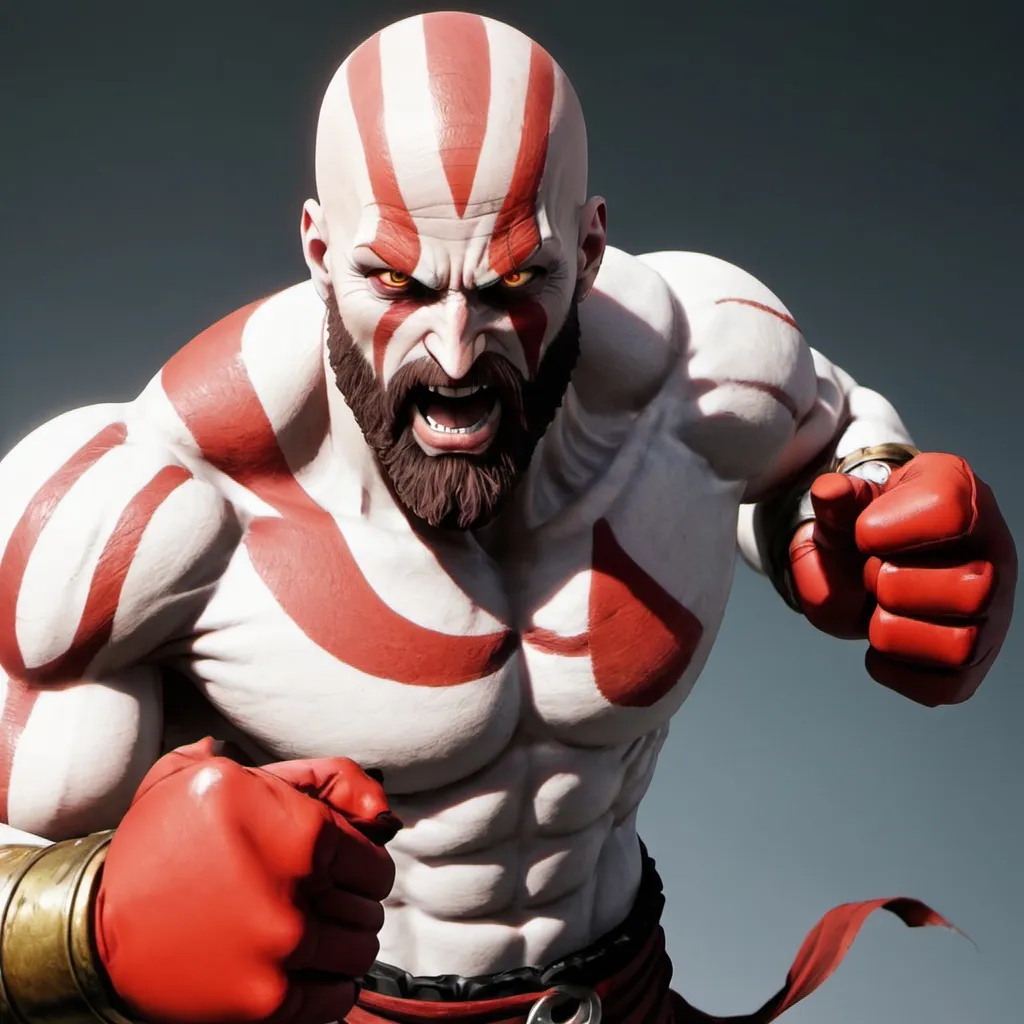 Prompt: Kratos as One Punch Man