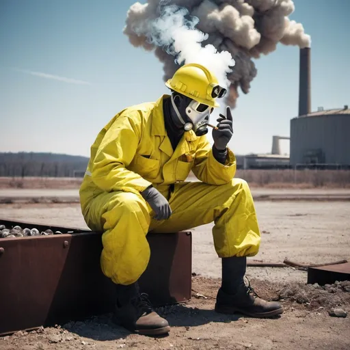 Prompt: a guy smoking nuclear waste