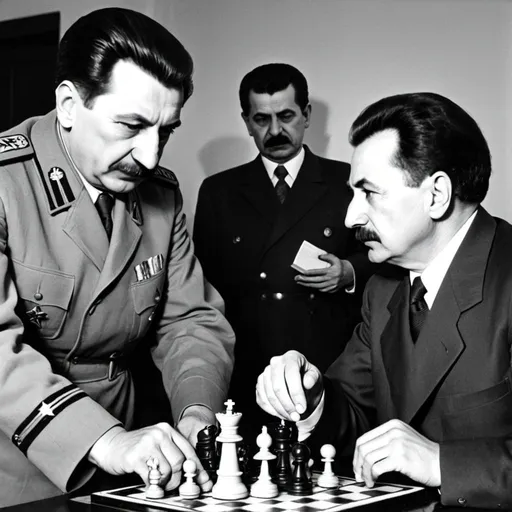 Prompt: god playing chess with Stalin