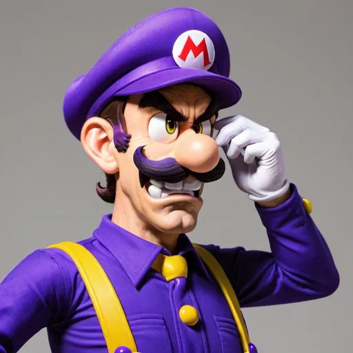 Prompt: Waluigi from mario universe taking a shit