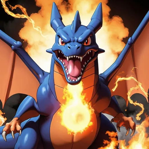 Prompt: jojo's bizzare adventure style,pokemon charizard,spitting fire from his mouth