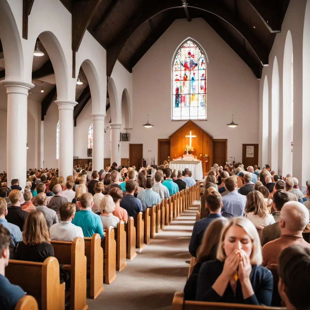 Prompt: image des personnes dans une eglise entrain d adorer