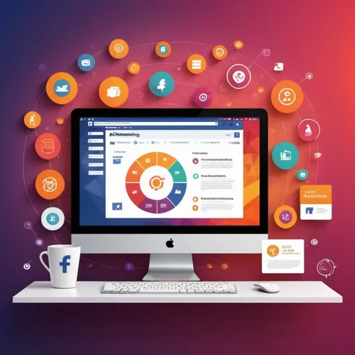 Prompt: (graphic image of affiliate marketing), Facebook cover, vibrant color scheme, modern design, warm lighting, engaging and appealing, professional look, sleek and clean elements, visually appealing infographics, high-resolution, HD, bold typography, motivational atmosphere, seamlessly integrated brand colors, cohesive and eye-catching layout, abstract geometric background, clear and strategic use of icons and symbols, marketing theme, ultra-detailed, 4K.