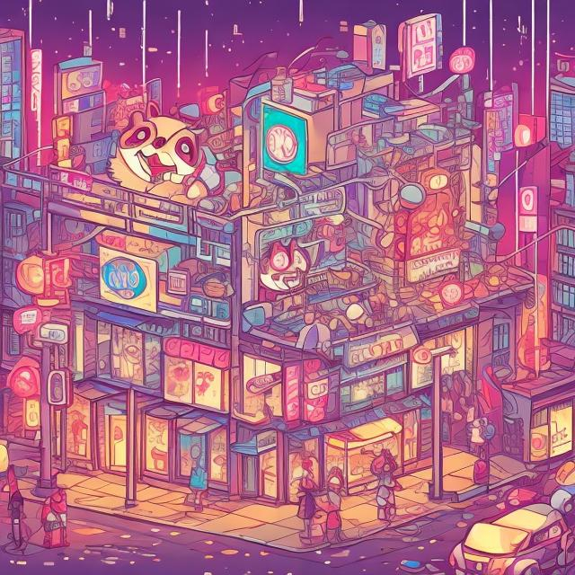 Prompt: Anime illustration of cartoon raccoons, possums, and skunks doing karaoke, realistic living room, burning city, view through windows, detailed fur with natural reflections, energetic atmosphere, highest quality, anime, detailed characters, karaoke singers, dynamic lighting, burning city background, apocalypse karaoke