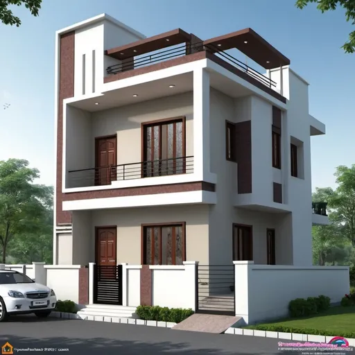 Prompt: The house will be of 2 floors in duplex category.
The area of single floor will be 27* 54* 
The ground floow will contain 3 bedrooms attached washrooms
1 living room,
Kitchen
Dining hall
Powder room
Temple
The 1 floor will contain 2 bedrooms with walk in closet bathroom of 2 