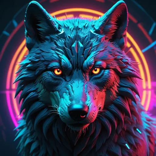 Prompt: hollowing wolf in a cyber style