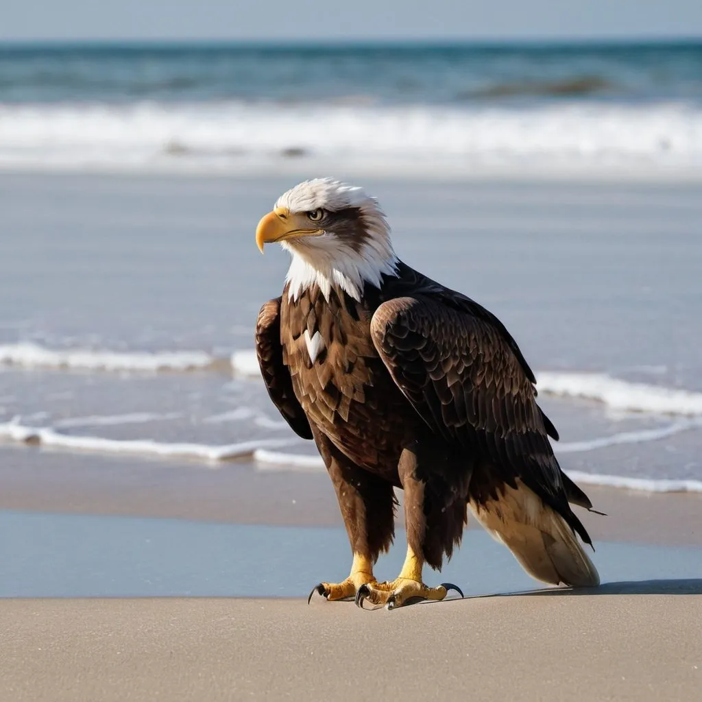 Prompt: Eagle on the beach