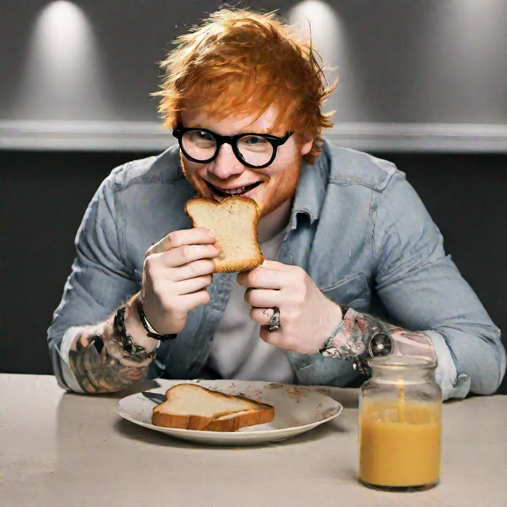 Prompt: ed sheeran eating toast

