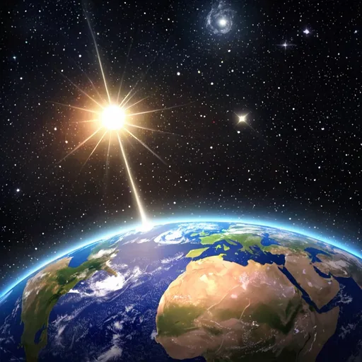 Prompt: make a video stars are talking to earth on its journey to reach light