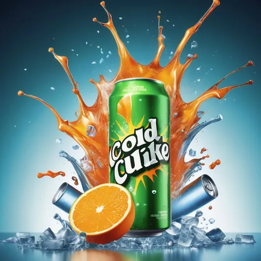 Prompt: "Create a high-energy, refreshing social media poster for a cold soft drink, featuring the can or bottle bursting out of a dynamic explosion of ice cubes and zesty citrus slices. The drink should be surrounded by splashes of ice-cold liquid, creating a sense of movement and excitement. Use bright, electrifying colors like neon lime green, vibrant orange, and bold red to amplify the drink’s refreshing, energizing qualities. The background should be dynamic and action-packed, with droplets, condensation, and bubbles accentuating the cool, thirst-quenching feel. Add lighting effects to make the liquid and ice shimmer, giving the poster a vibrant, summer-ready vibe that screams ultimate refreshment."