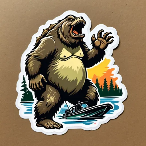 Prompt: illustrated  big bass big foot