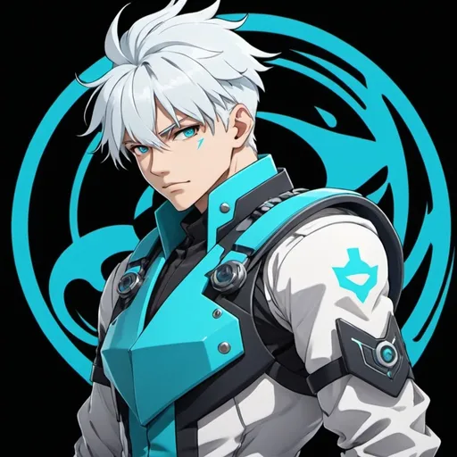 Prompt: Logo for general zerohour player named GOJO 
cyan color and strong
White hair
Anime type
Jjk
Domen
