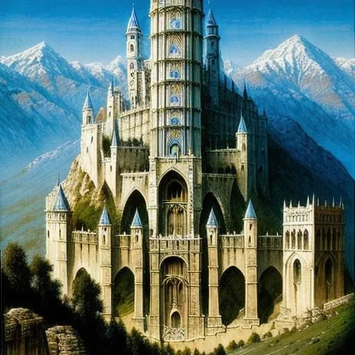 Prompt: ultra-detailed gondolin, art by John Howe