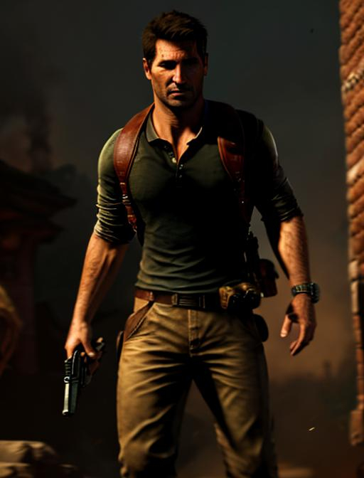 Prompt:  Nathan Drake from Uncharted, intricate, cinematic lighting, highly detailed, artstation, smooth, sharp focus