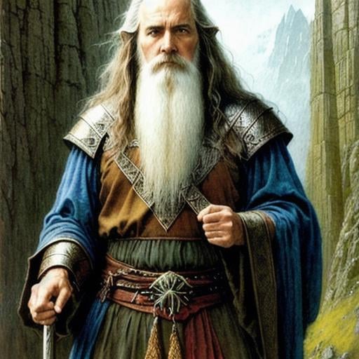 Prompt: traditional looking wise wizard, epic high-fantasy, D&D, lord of the rings, ultra-detailed, digital art, cinematic, artstation, art by Alan Lee and John Howe