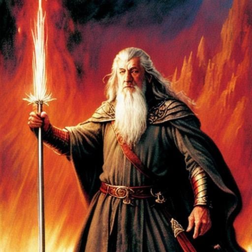 Prompt: gandalf style wizard casting lightning at large red dragon, epic high-fantasy, D&D, lord of the rings, ultra-detailed, digital art, cinematic, artstation, art by Alan Lee and John Howe