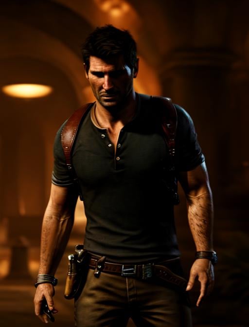 Prompt:  Nathan Drake from Uncharted, intricate, cinematic lighting, highly detailed, artstation, smooth, sharp focus