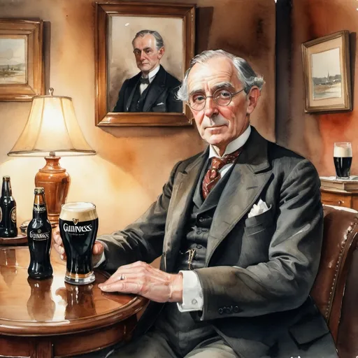 Prompt: William Sealy Gosset with glass of guinness