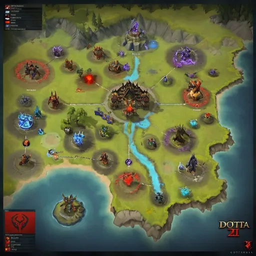 Prompt: a map of the game dota 2