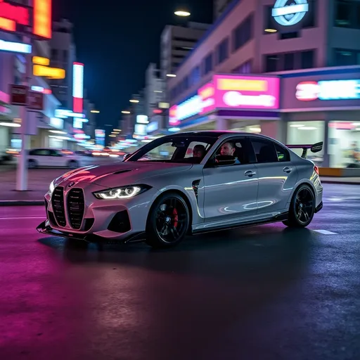 Prompt: (cubo-futurism), Man sitting in a car, (BMW M3 G80), (Grey with holographic vinyl), dynamic perspective, vibrant colors, urban setting, 
retro-futuristic ambiance, emphasis on geometric shapes, visually striking composition, rich tones, (colorized photo), detailed textures, (4K), lively atmosphere, capturing unique interplay of light and shadows.