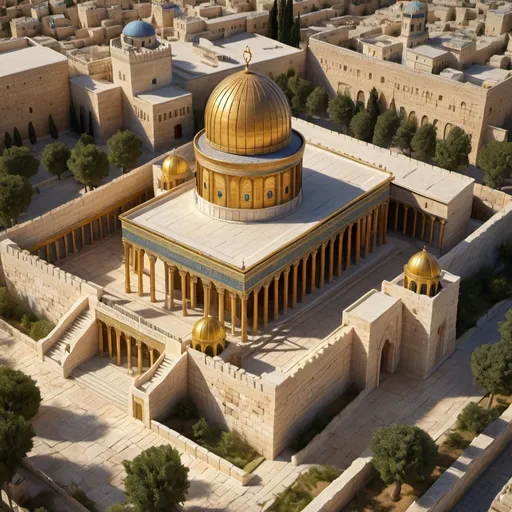 Prompt: Make a big model of the Jewish temple in Jerusalem Israel all the detailes are in the bible. 