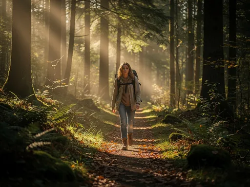 Prompt: Amber walks through the forest.