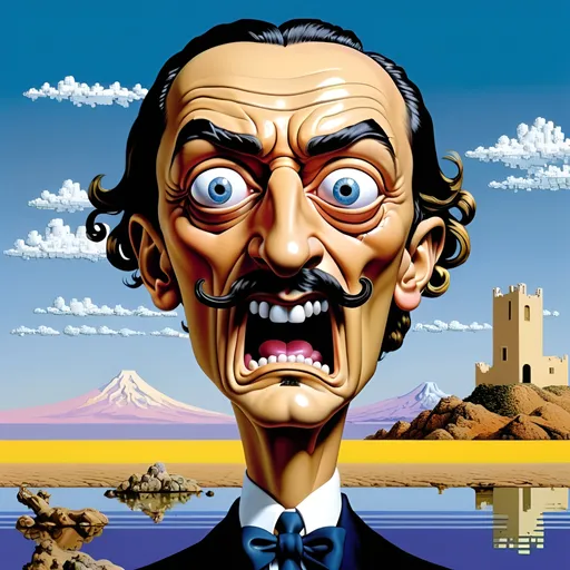 Prompt: Artwork by Salvador Dali, represented entirely in 8-bit 1990 point and click medium