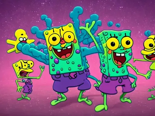 Prompt: dancing 
aliens
sponge bob