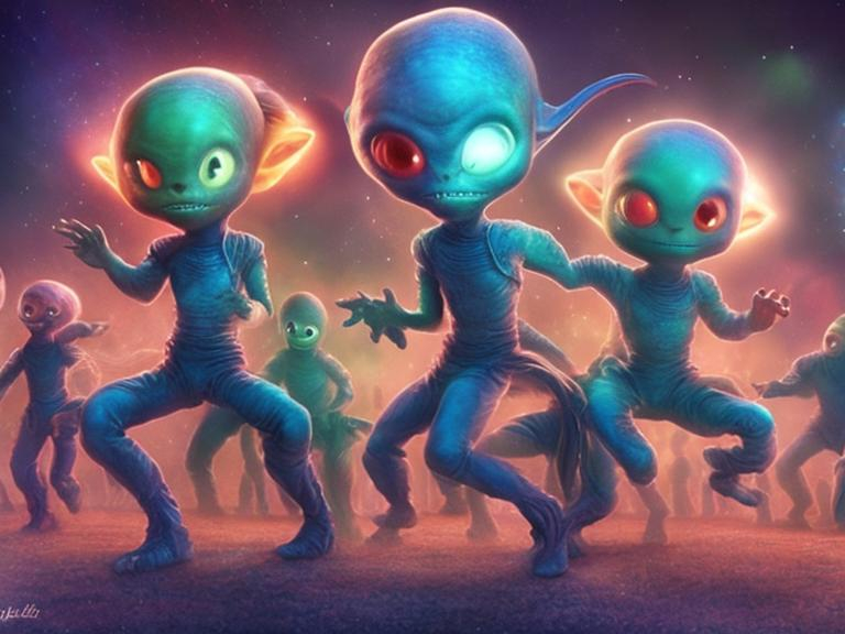 Prompt: dancing 
aliens