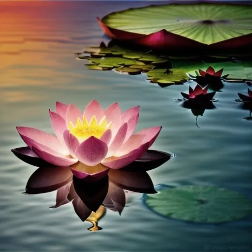 Prompt: (Guru Nanak's feet on a lotus), (serene embodiment), (delicate details), vibrant colors, ethereal aura, radiating light, intricate lotus petals, gentle waves surrounding, peaceful atmosphere, rich and harmonious blending, (divine elegance), high-quality rendering, captivating depth, 4K, ultra-detailed, tranquil and spiritual ambiance.