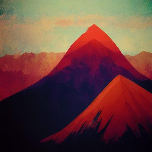 Prompt: Mountain face with horizon of blood