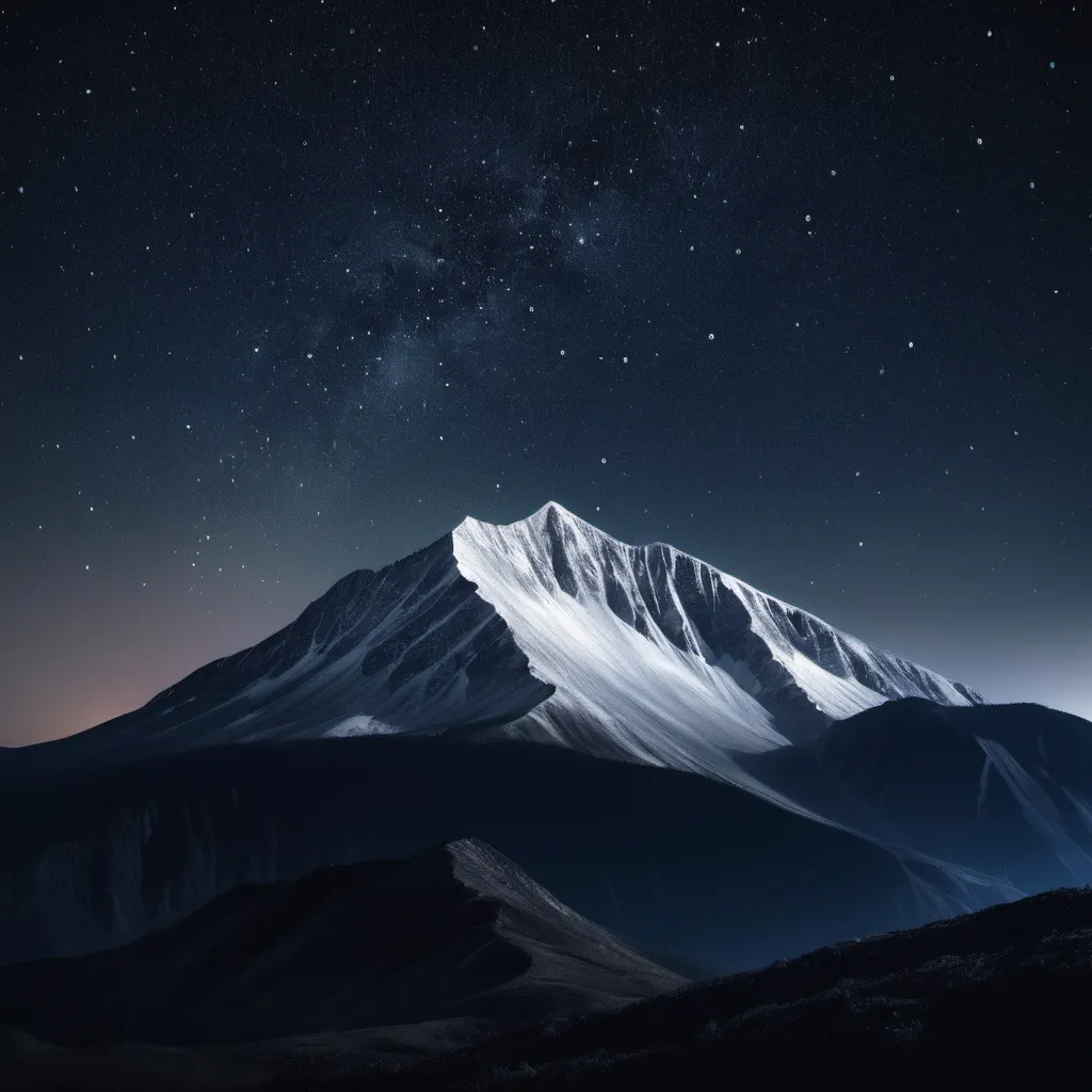 Prompt: mountain full of stars with dark sky