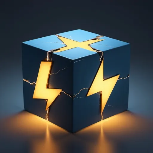 Prompt: A Cube with a lighting bolt in it
